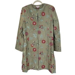 Vintage Austin Reed London Silk Embroidered Floral Jacket Coat Size 12 Boho